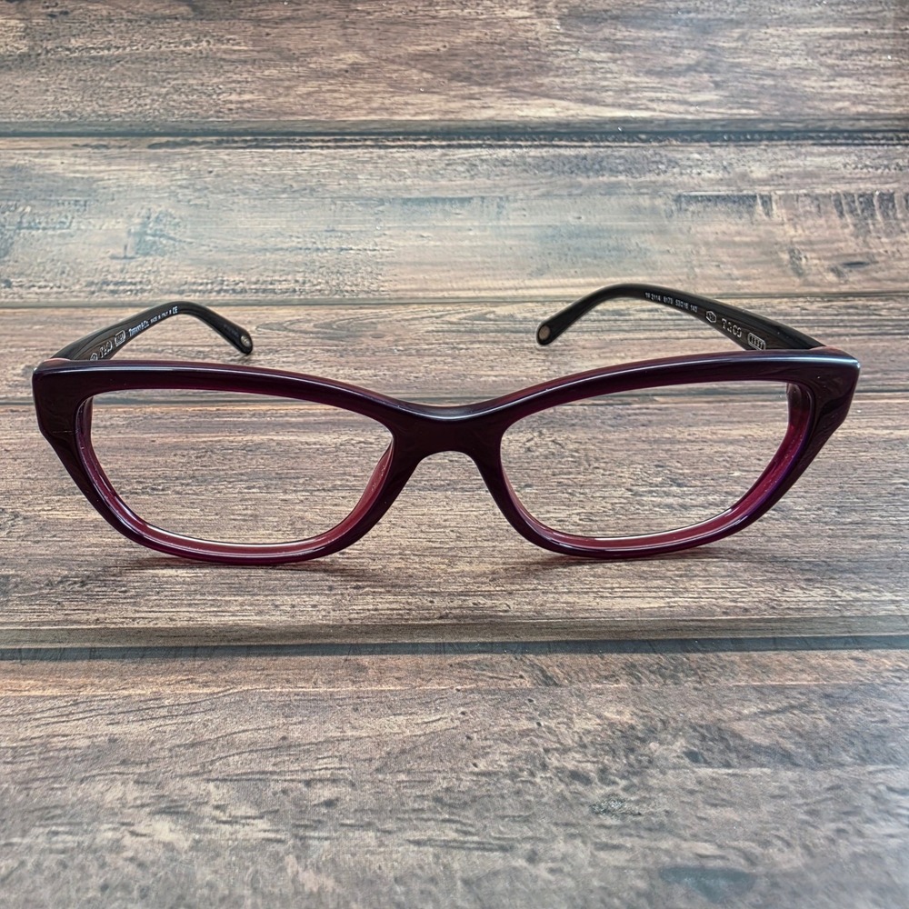 Tiffany & Co TF 2114 8173 Plum Black Cat Eye Eyeglasses Frames Italy 53-16-140